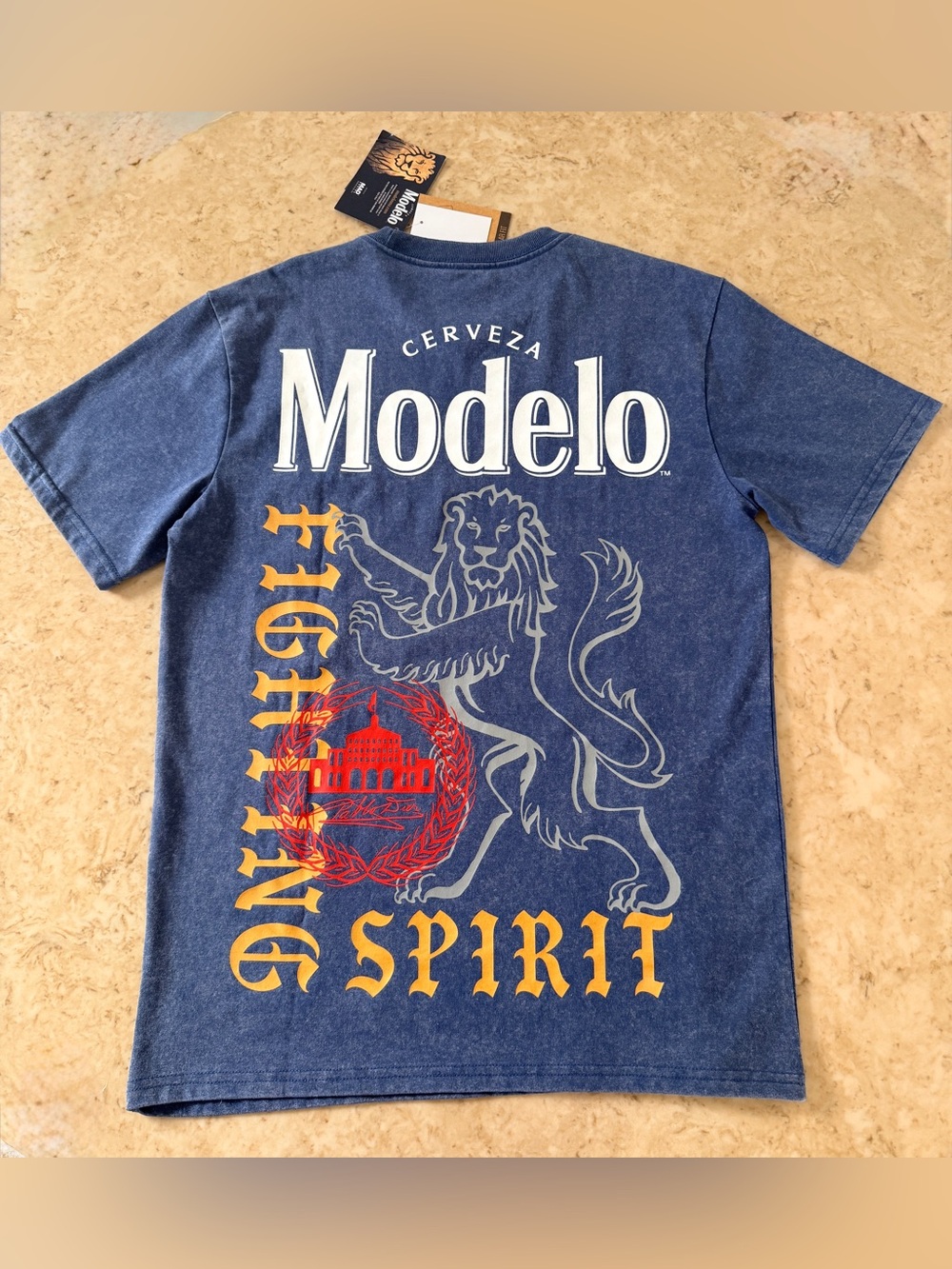 Cerveza Modelo "Fighting Spirit" Blue Lion Graphic T-Shirt Size Small